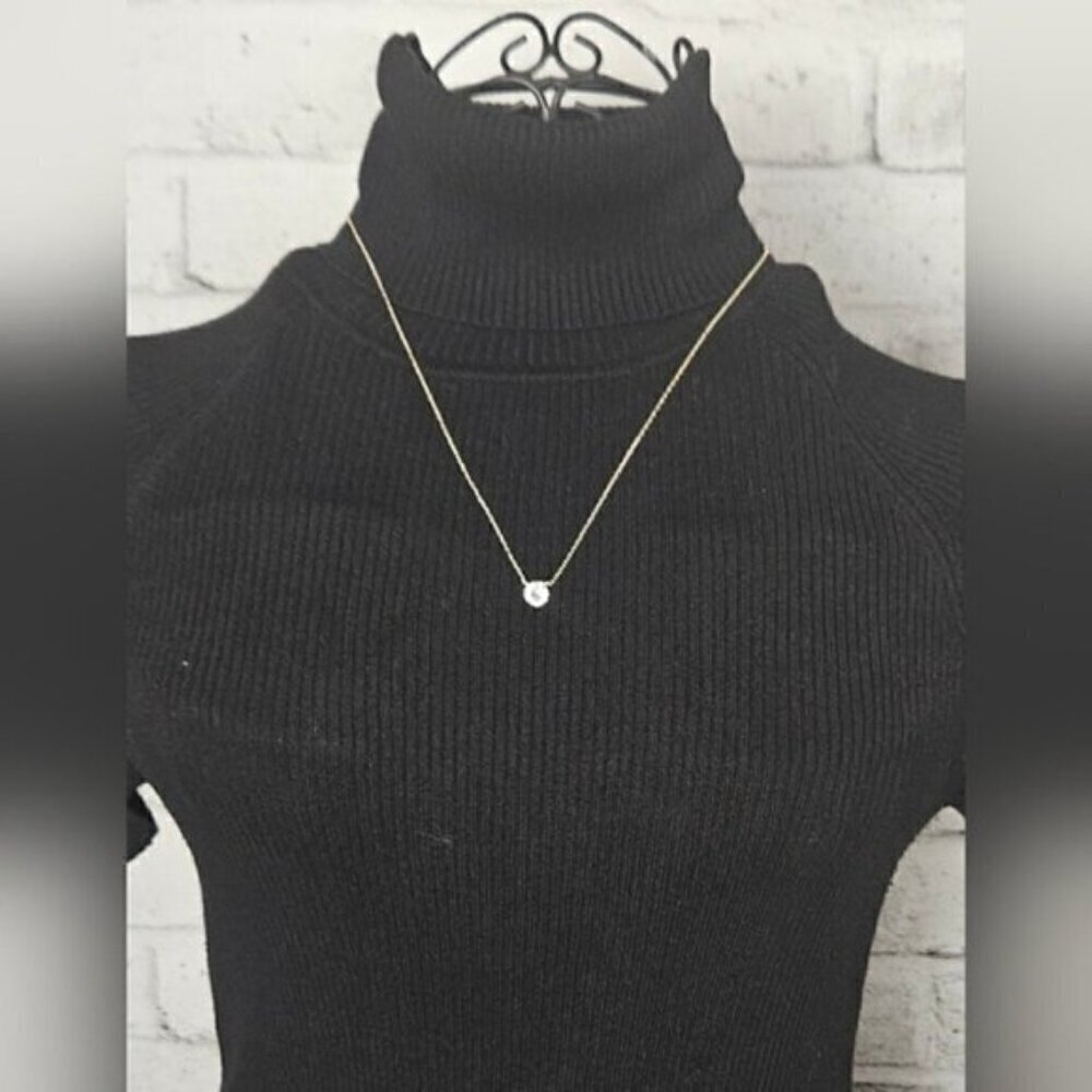 PAVOI 14K Gold Plated CZ Solitaire Necklace Minimalist Jewelry